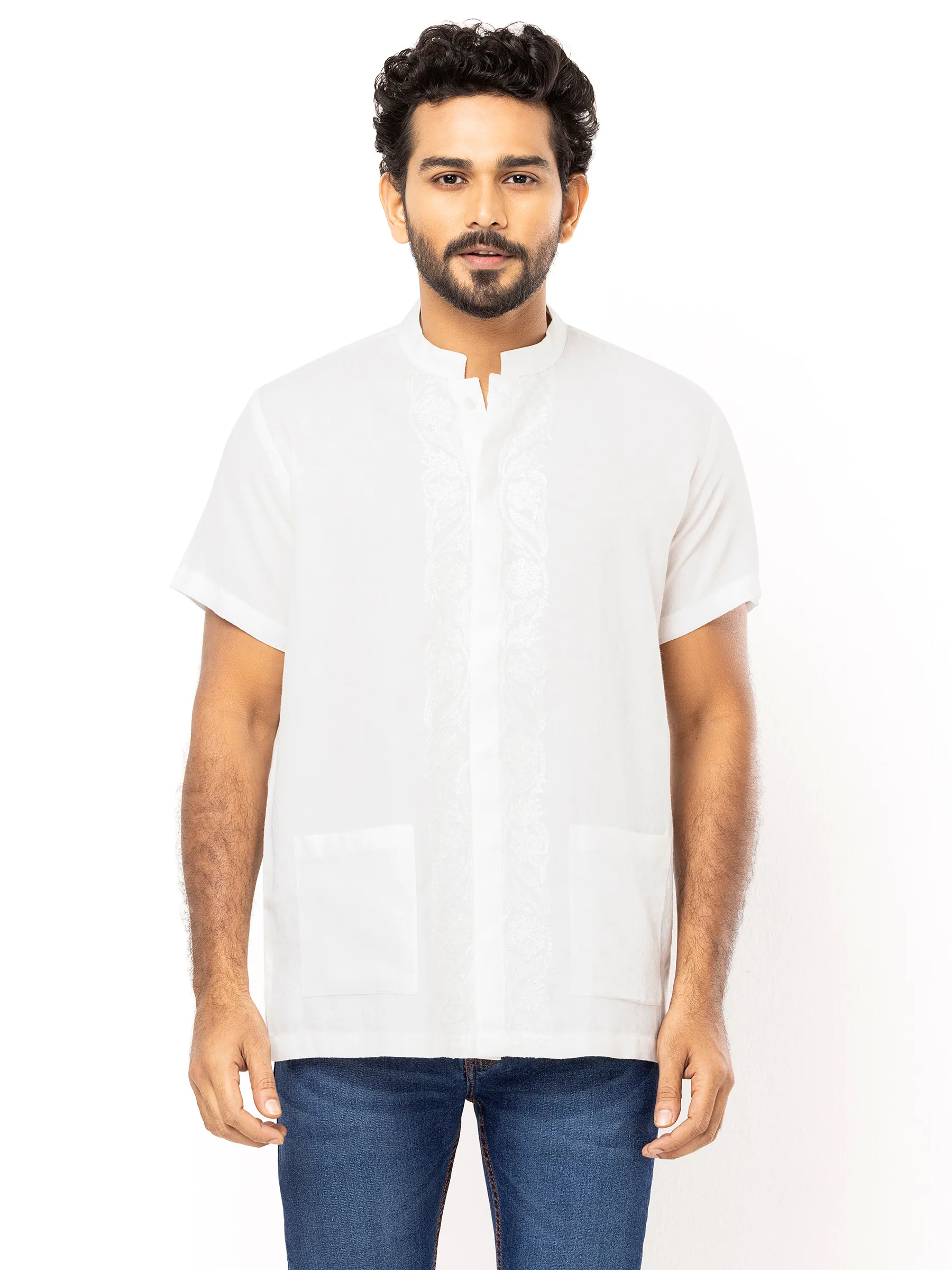 White Embroidered Cotton Fatua